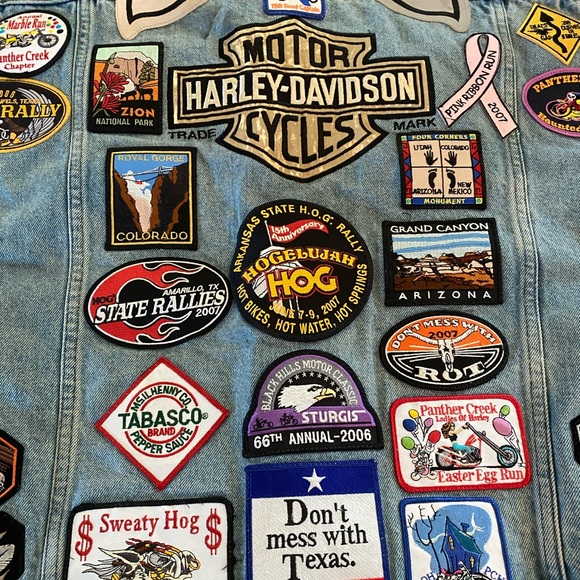 Harley Davidson Denim Vest with Pins & Patches XXL - Picture 14 of 16
